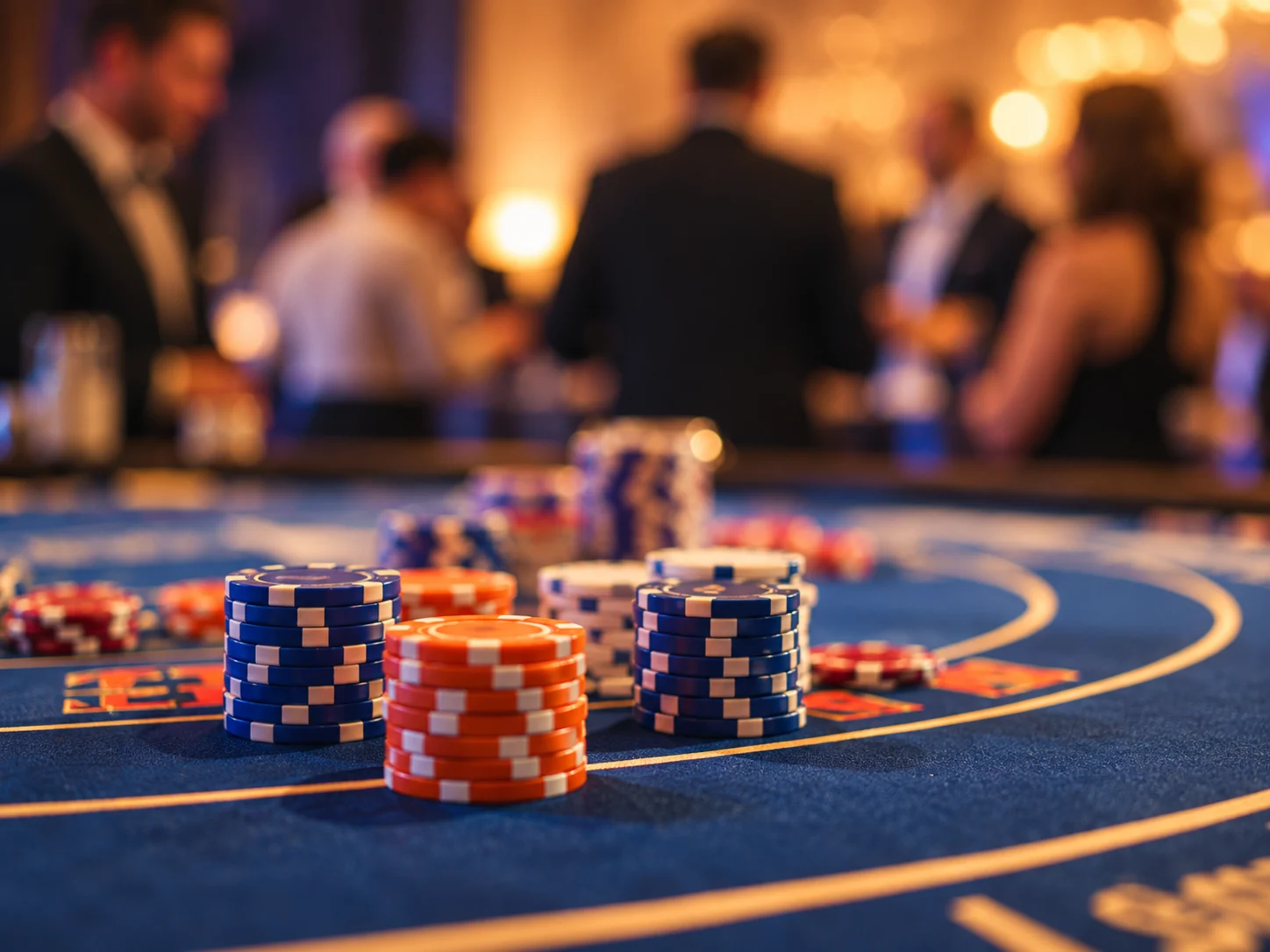 Blue and orange details for a hosted casino-themed evening